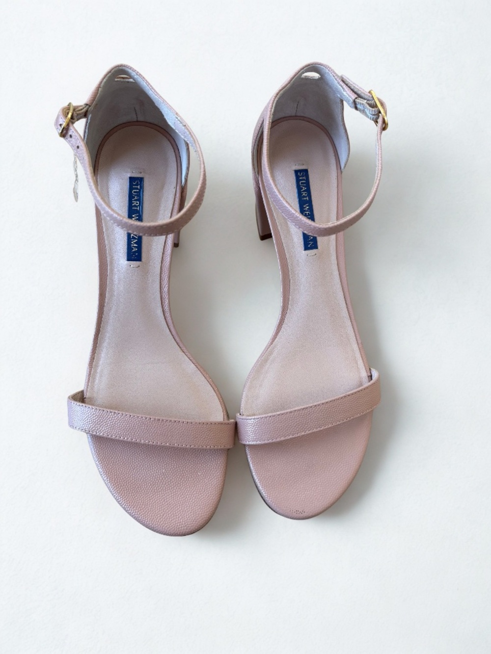 Stuart Weitzman Nudist 35 Block Heel, Size 8.5, Blush Pink